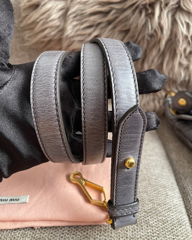 Preloved Authentic Miu Miu Coffer Bag – Slate Blue Distressed Leather