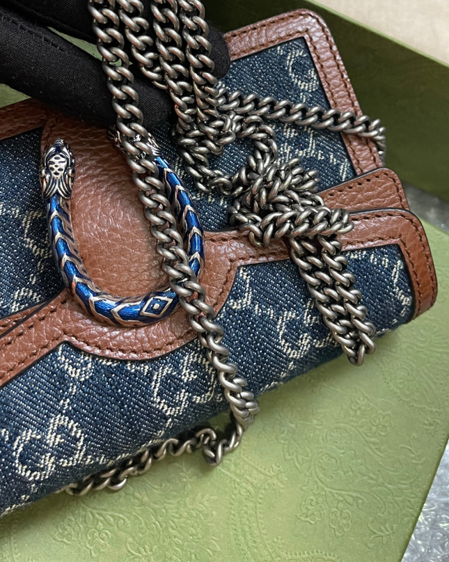 Preloved Gucci Blue/Brown Denim Super Mini GG Dionysus Crossbody Bag