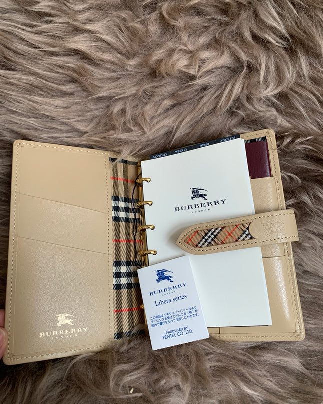 Burberry Brown Nova Check Leather Notebook Cover