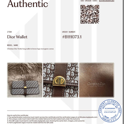 Preloved Authentic Christian Dior Trotter long wallet in brown logo monogram canvas