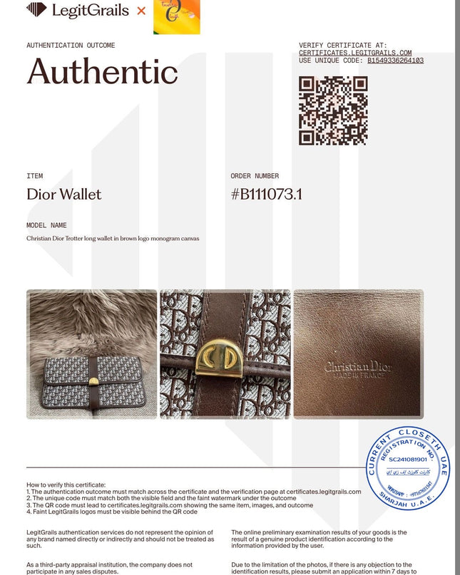 Preloved Authentic Christian Dior Trotter long wallet in brown logo monogram canvas