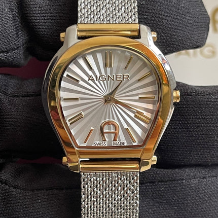 Preloved Authentic Aigner Pavia Ladies Watch - Two-Tone Stainless Steel, Mesh Bracelet