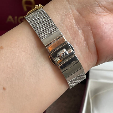Preloved Authentic Aigner Pavia Ladies Watch - Two-Tone Stainless Steel, Mesh Bracelet