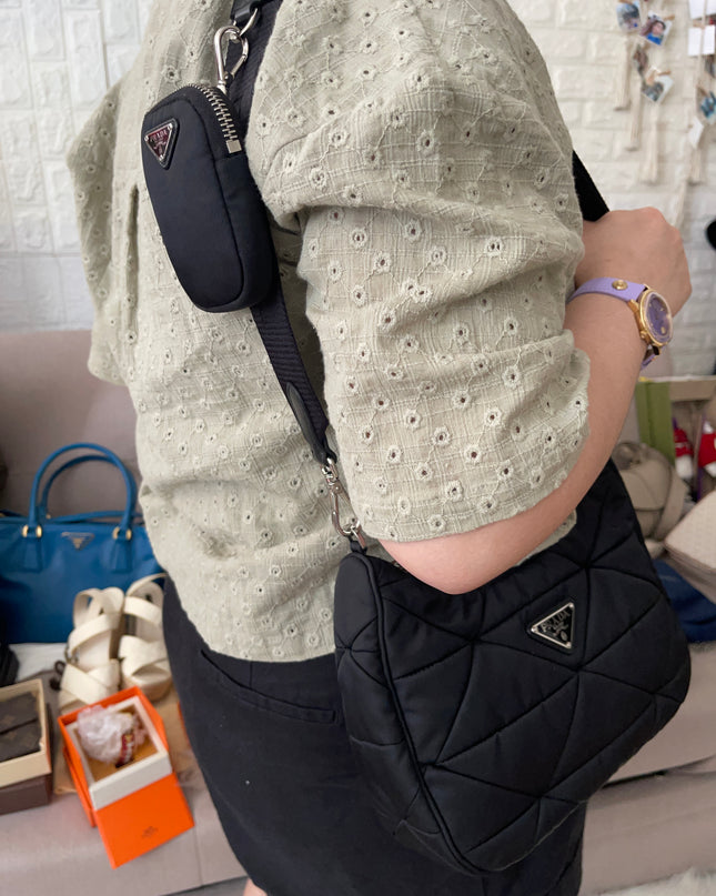 Preloved Authentic Like New Prada Padded Re-Nylon Shoulder Bag