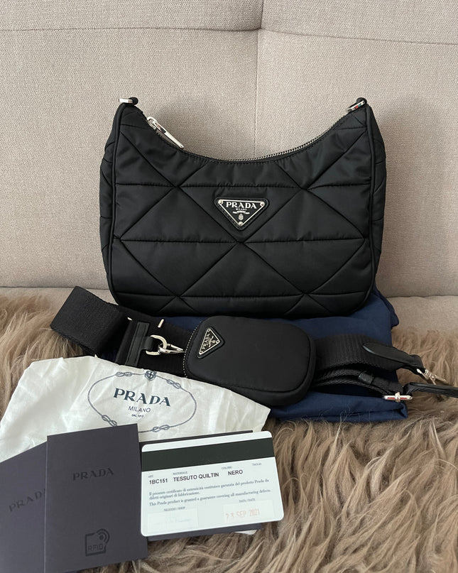 Preloved Authentic Like New Prada Padded Re-Nylon Shoulder Bag