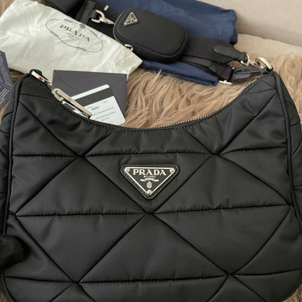 Preloved Authentic Like New Prada Padded Re-Nylon Shoulder Bag