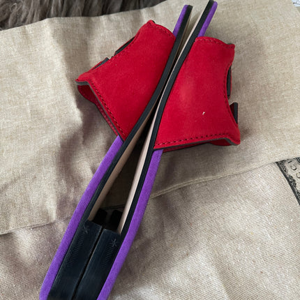 Preloved Authentic Gucci Women's Red Suede Cut-out Interlocking G Sandals SZ 36