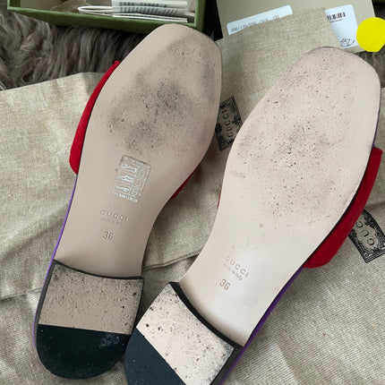 Preloved Authentic Gucci Women's Red Suede Cut-out Interlocking G Sandals SZ 36