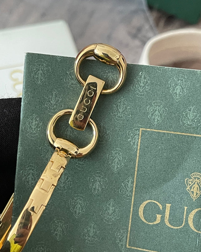 Preloved Authentic Gucci G-Line Champagne Boot Dial – 18k Gold Plated Bangle Watch