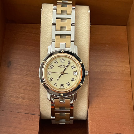 Preloved Authentic Hermès Clipper Watch 2 tone 24MM 16.5cm