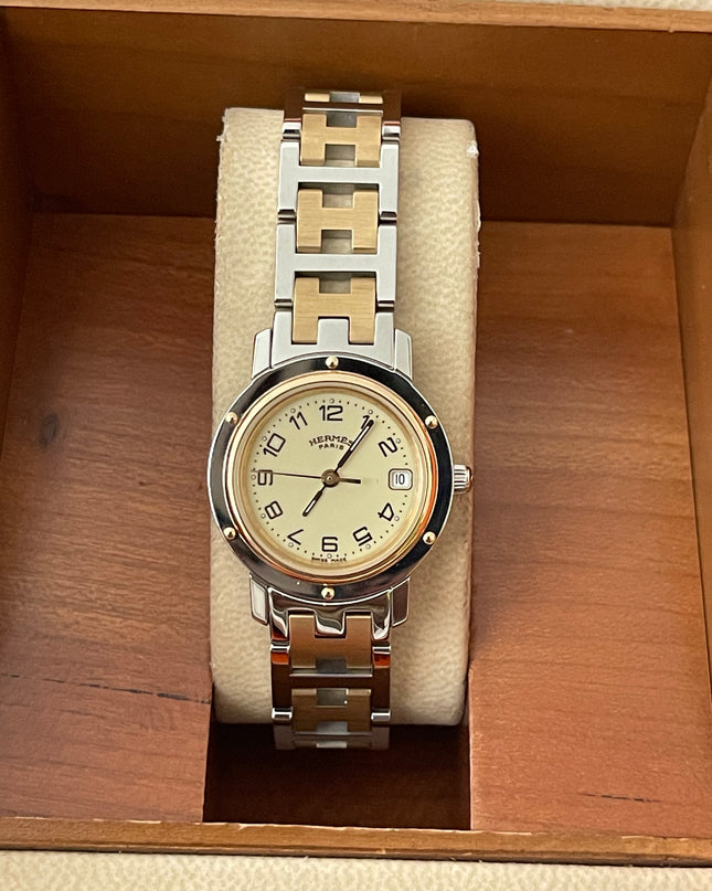 Preloved Authentic Hermès Clipper Watch 2 tone 24MM 16.5cm