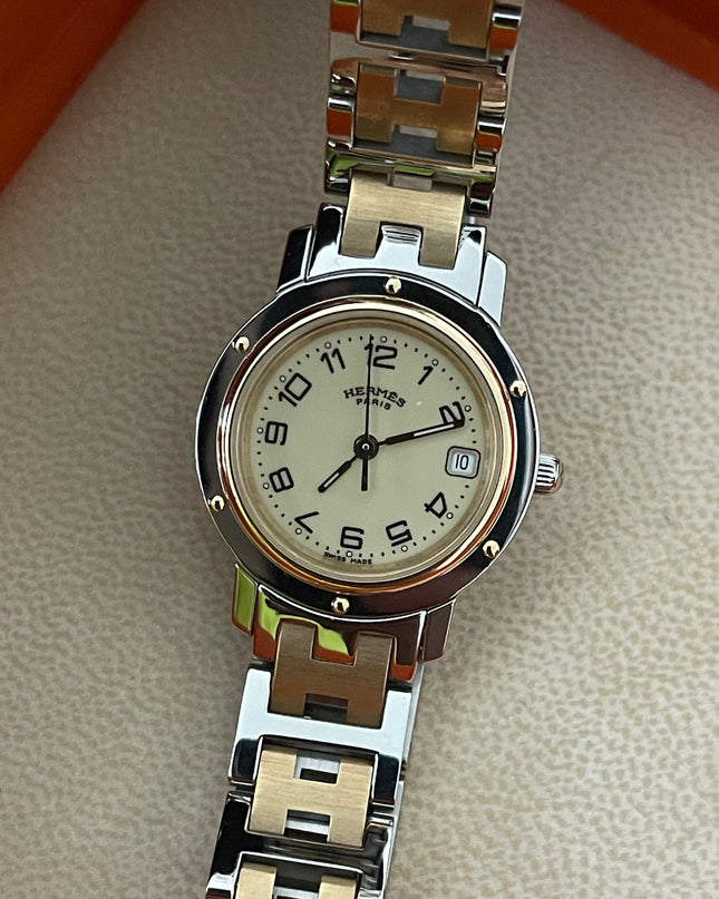 Preloved Authentic Hermès Clipper Watch 2 tone 24MM 16.5cm