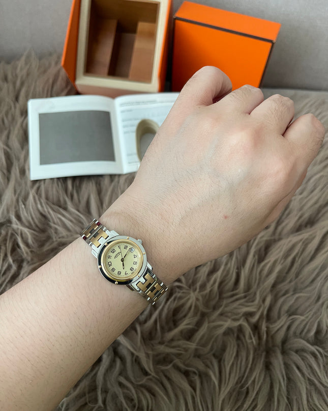 Preloved Authentic Hermès Clipper Watch 2 tone 24MM 16.5cm