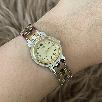 Preloved Authentic Hermès Clipper Watch 2 tone 24MM 16.5cm