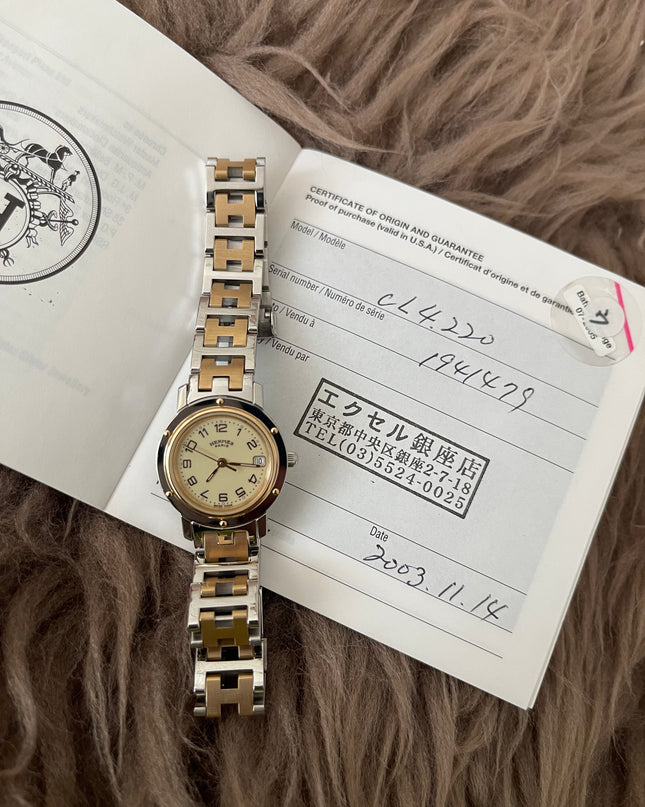 Preloved Authentic Hermès Clipper Watch 2 tone 24MM 16.5cm