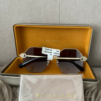 Preloved Authentic BVLGARI Half Rim Irregular Sunglasses