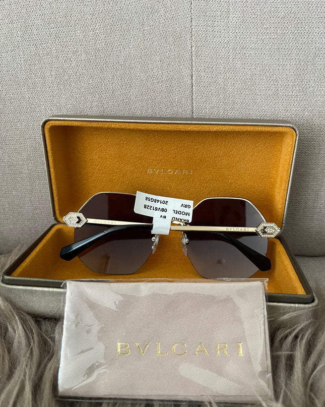 Preloved Authentic BVLGARI Half Rim Irregular Sunglasses