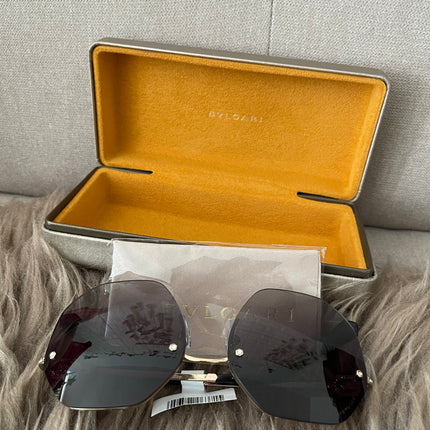 Preloved Authentic BVLGARI Half Rim Irregular Sunglasses