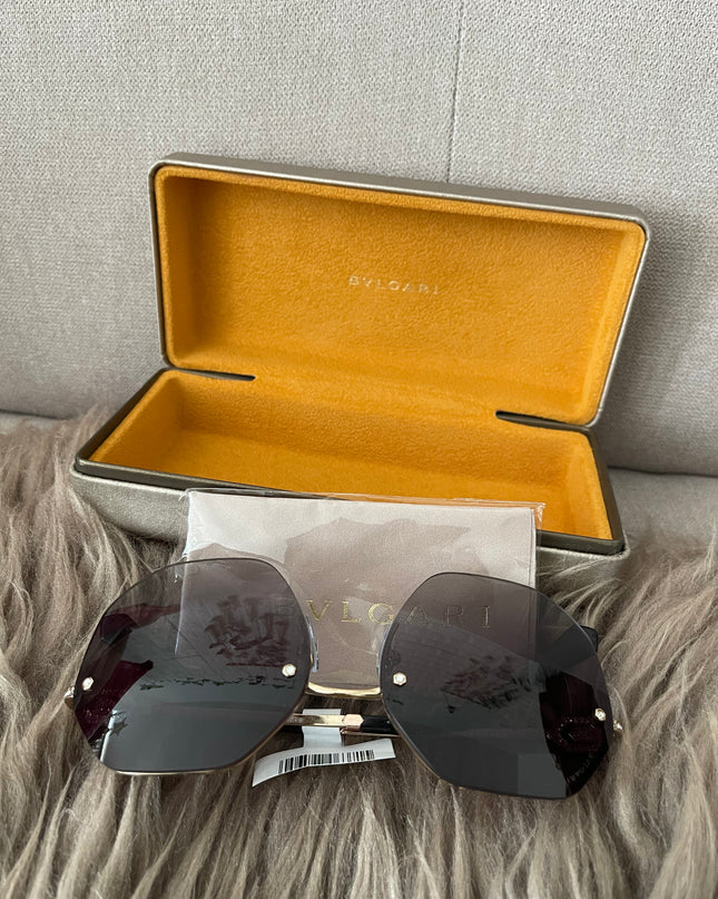 Preloved Authentic BVLGARI Half Rim Irregular Sunglasses