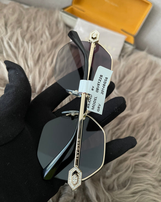 Preloved Authentic BVLGARI Half Rim Irregular Sunglasses