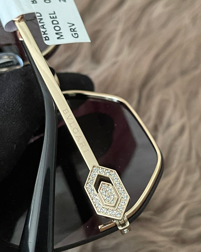 Preloved Authentic BVLGARI Half Rim Irregular Sunglasses