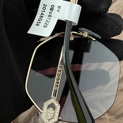 Preloved Authentic BVLGARI Half Rim Irregular Sunglasses