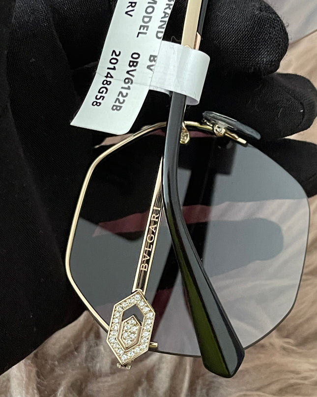 Preloved Authentic BVLGARI Half Rim Irregular Sunglasses