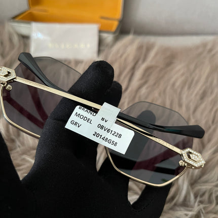 Preloved Authentic BVLGARI Half Rim Irregular Sunglasses