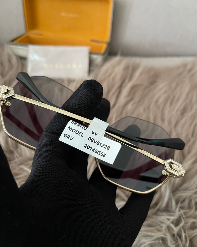 Preloved Authentic BVLGARI Half Rim Irregular Sunglasses