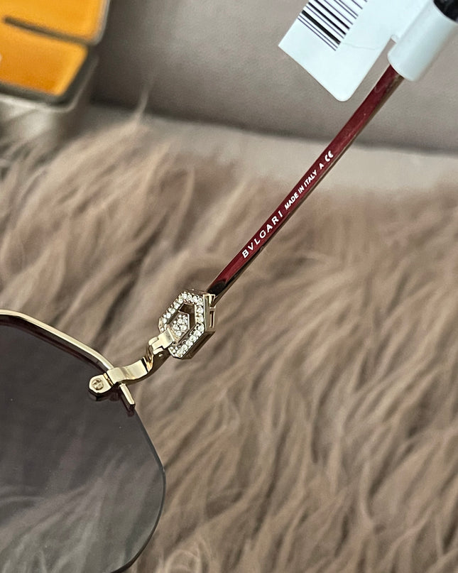Preloved Authentic BVLGARI Half Rim Irregular Sunglasses