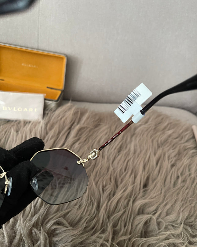 Preloved Authentic BVLGARI Half Rim Irregular Sunglasses