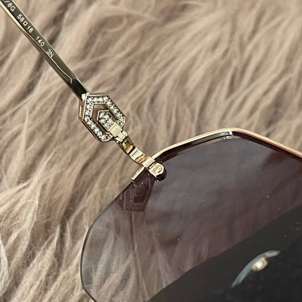 Preloved Authentic BVLGARI Half Rim Irregular Sunglasses
