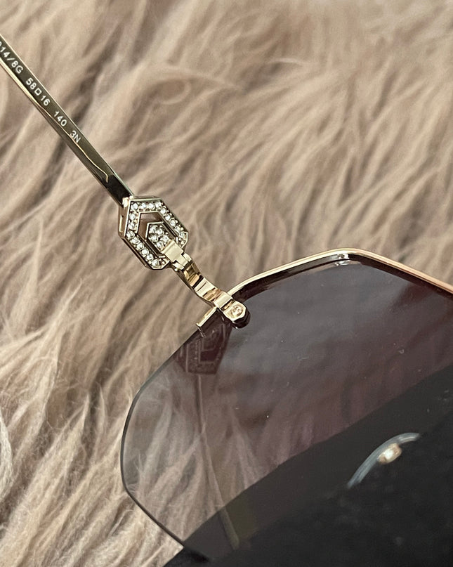 Preloved Authentic BVLGARI Half Rim Irregular Sunglasses
