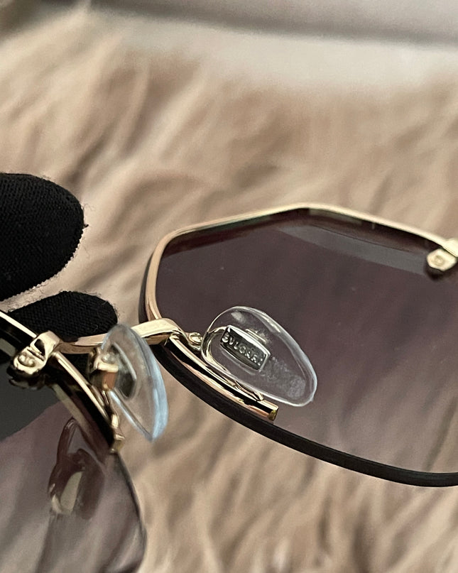 Preloved Authentic BVLGARI Half Rim Irregular Sunglasses