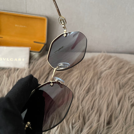 Preloved Authentic BVLGARI Half Rim Irregular Sunglasses