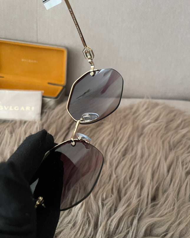 Preloved Authentic BVLGARI Half Rim Irregular Sunglasses