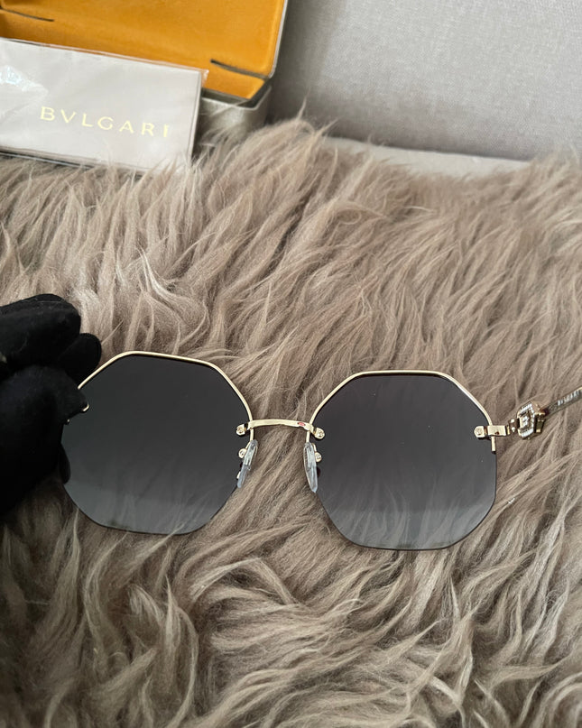 Preloved Authentic BVLGARI Half Rim Irregular Sunglasses
