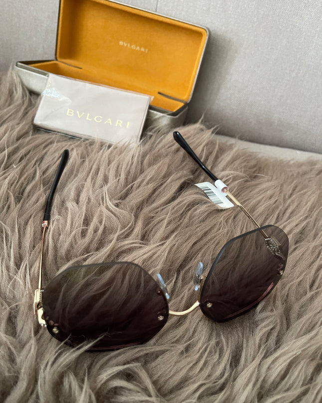 Preloved Authentic BVLGARI Half Rim Irregular Sunglasses
