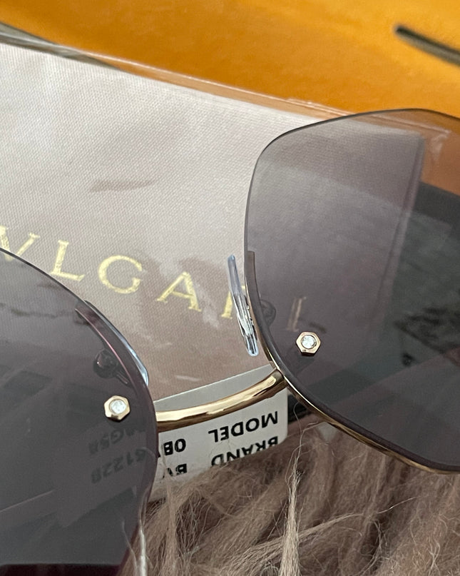 Preloved Authentic BVLGARI Half Rim Irregular Sunglasses