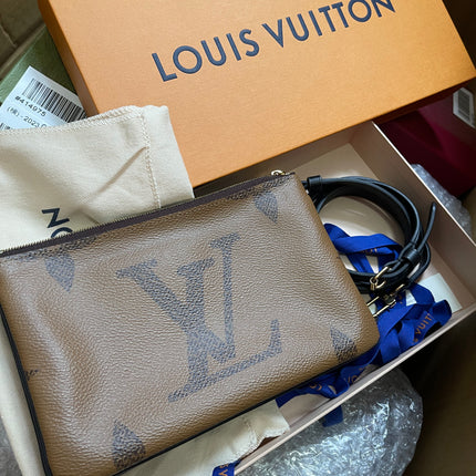 Preloved Louis Vuitton Monogram Giant Reverse Pochette Double Zip Crossbody Bag