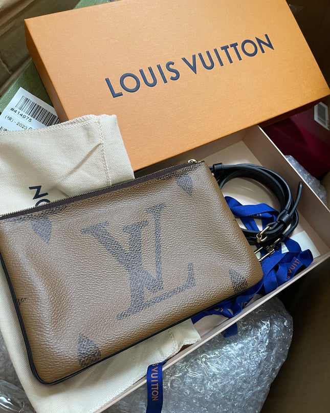 Preloved Louis Vuitton Monogram Giant Reverse Pochette Double Zip Crossbody Bag
