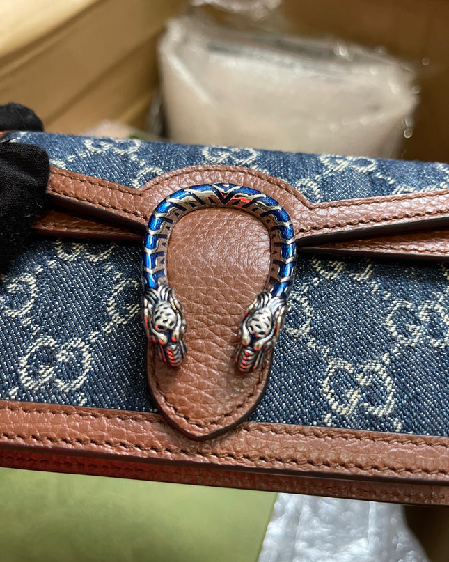 Preloved Gucci Blue/Brown Denim Super Mini GG Dionysus Crossbody Bag