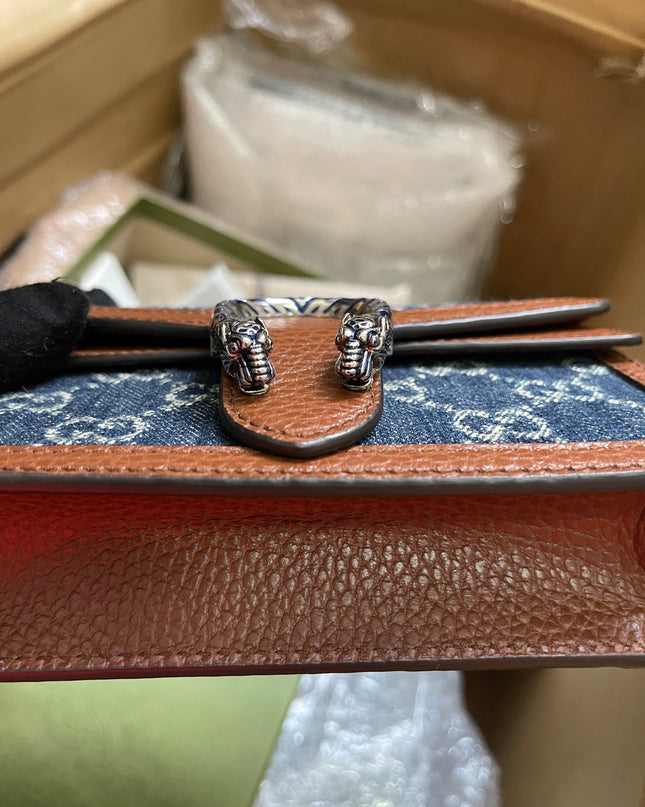 Preloved Gucci Blue/Brown Denim Super Mini GG Dionysus Crossbody Bag