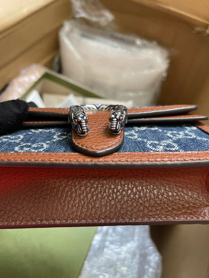 Preloved Gucci Blue/Brown Denim Super Mini GG Dionysus Crossbody Bag