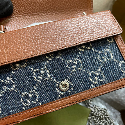 Preloved Gucci Blue/Brown Denim Super Mini GG Dionysus Crossbody Bag