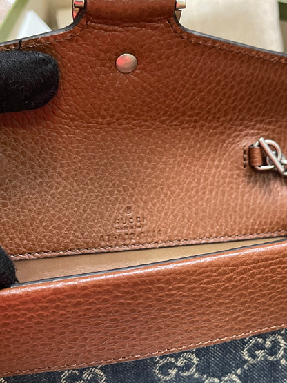 Preloved Gucci Blue/Brown Denim Super Mini GG Dionysus Crossbody Bag