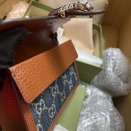 Preloved Gucci Blue/Brown Denim Super Mini GG Dionysus Crossbody Bag