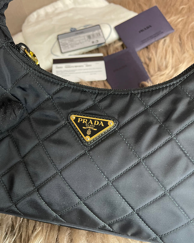 BIG DROP!! Preloved Prada Re-Edition Quilted Nylon Bag – Black