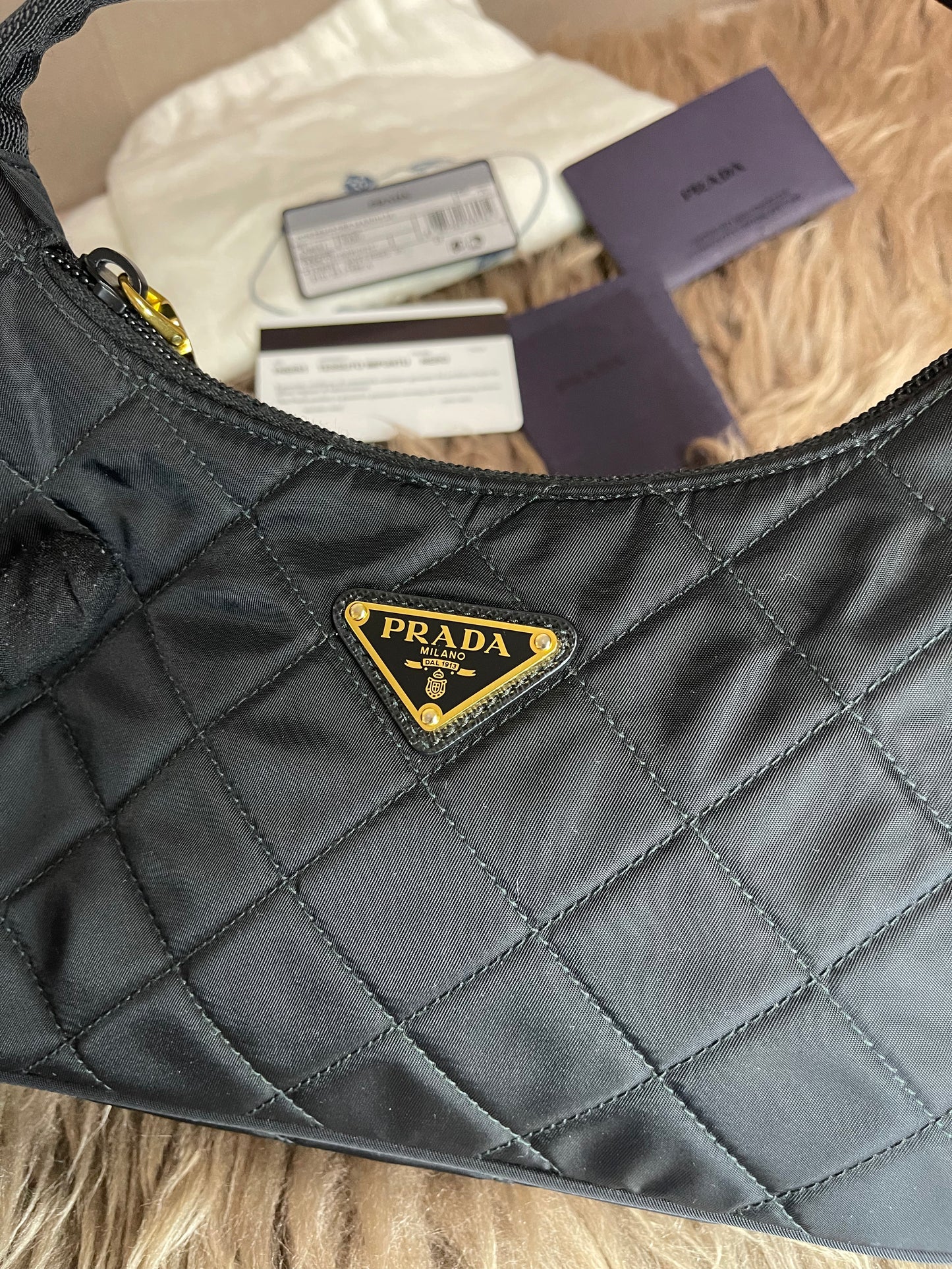 BIG DROP!! Preloved Prada Re-Edition Quilted Nylon Bag – Black