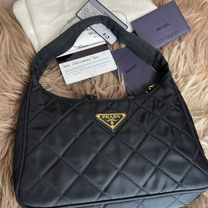 BIG DROP!! Preloved Prada Re-Edition Quilted Nylon Bag – Black